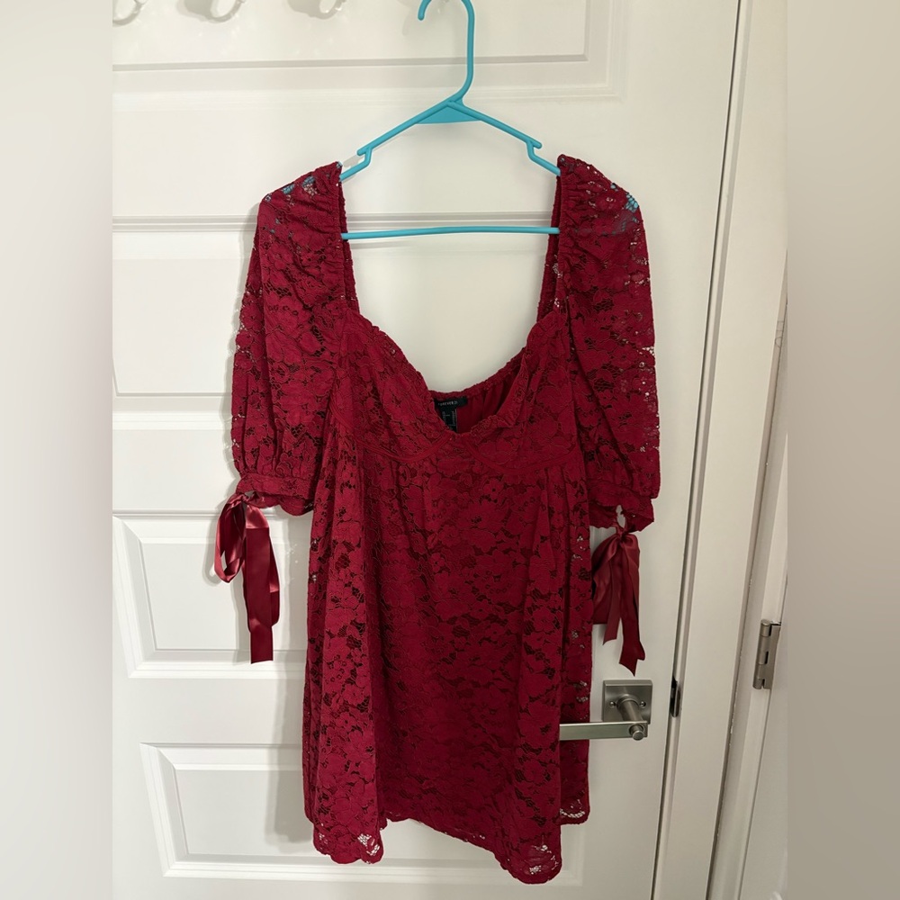 Forever 21 Burgundy Lace Long Sleeve Dress